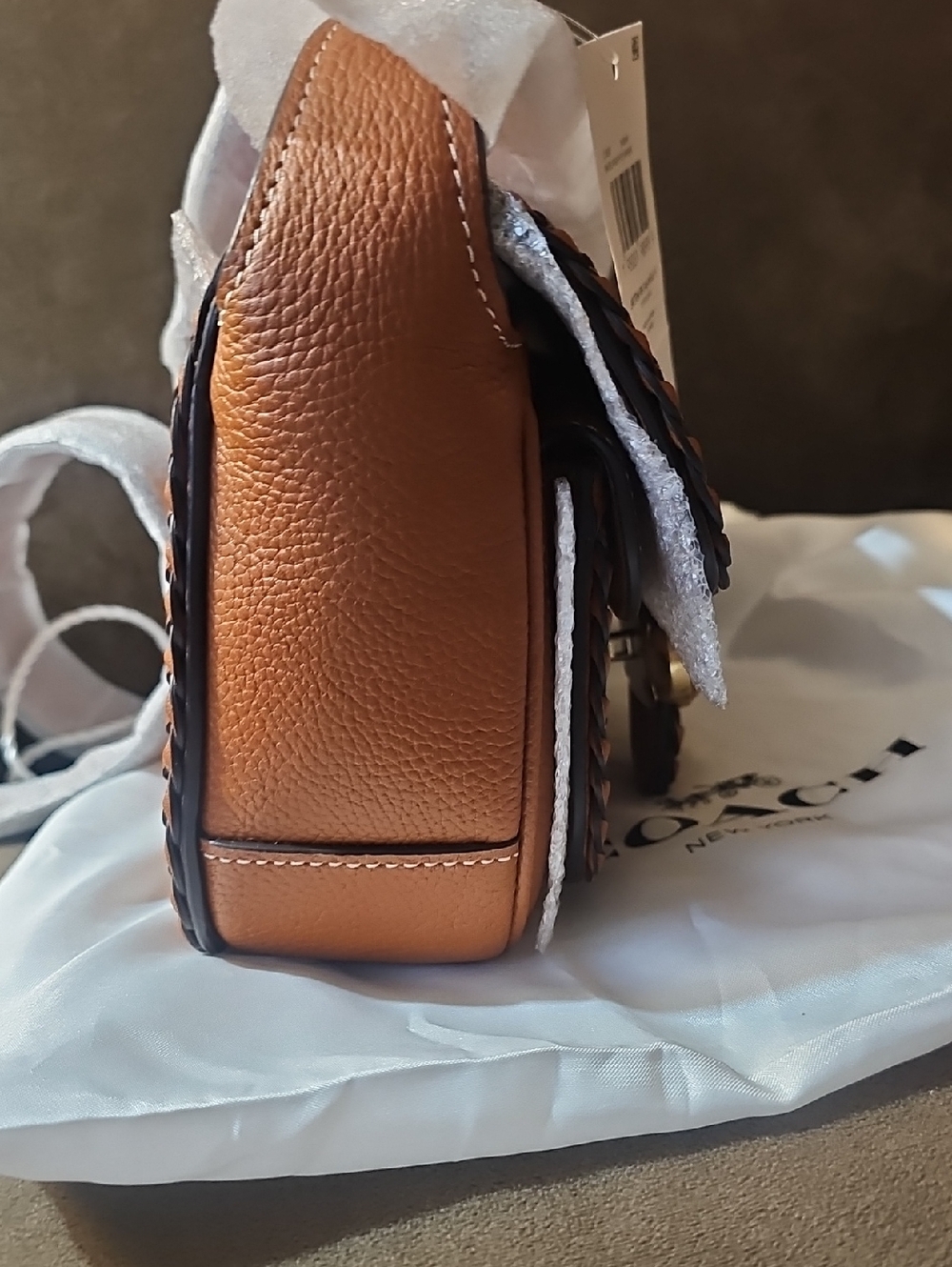 Coach Tabby Messenger 19 Burnished Amber Braided Leather Crossbody - Picture 5 of 8
